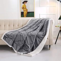 Blanket-Microfiber Lightweight Plush Reversible Throw Blanket-Grey