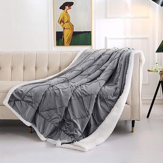 Blanket-Microfiber Lightweight Plush Reversible Throw Blanket-Grey