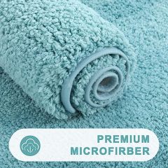 Rugs&Mats-Microfiber Bathroom Contour Rug-Spa Blue