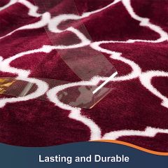 Blanket-Microfiber Lightweight Plush Reversible Throw Blanket-Burgundy and White With Sherpa
