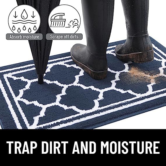Rugs&Mats-Resist Dirt and Absorbent Entrance Mat-Navy Blue