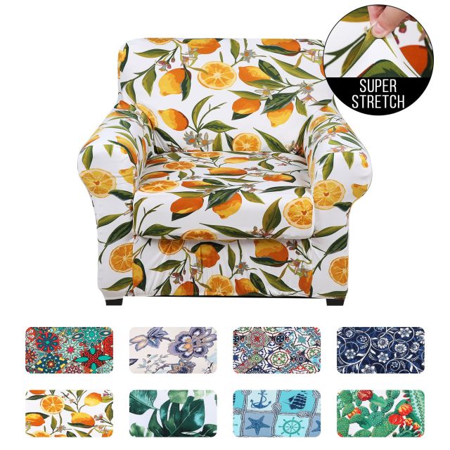 Slipcover-Floral Pattern Printed Sofa Slipcovers-Orange