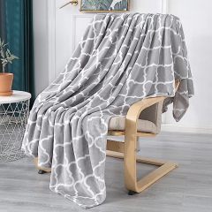 Blanket-Microfiber Lightweight Plush Reversible Throw Blanket-Grey and White