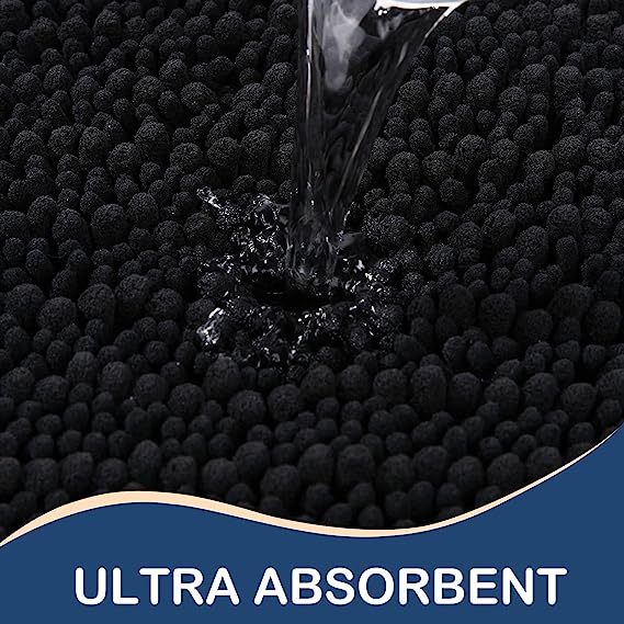 Rugs&Mats-Luxury Chenille Bathroom Rug-Black