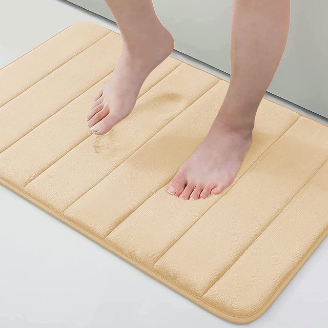 Rugs&Mats-Memory Foam 3 Pieces Bathroom Rug-Beige