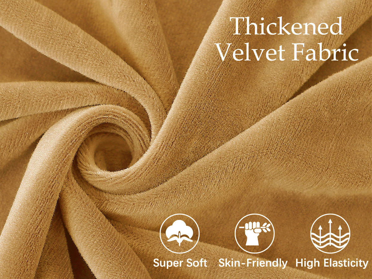 Velvet Stretch Couch Cushion Covers-Camel