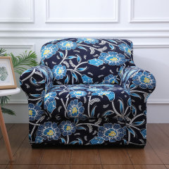 Slipcover-Floral Pattern Printed Sofa Slipcovers-Navy&blue