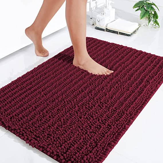 Rugs&Mats-Luxury Chenille Bathroom Rug-Burgundy