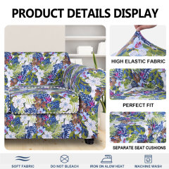 Slipcover-Floral Pattern Printed Sofa Slipcovers-Green