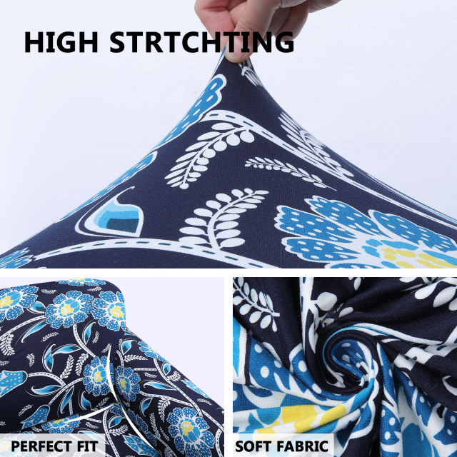 Slipcover-Floral Pattern Printed Sofa Slipcovers-Navy&blue