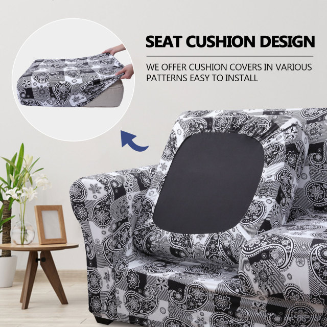 Slipcover-Floral Pattern Printed Sofa Slipcovers-White