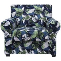 Slipcover-Floral Pattern Printed Sofa Slipcovers-Gray Green