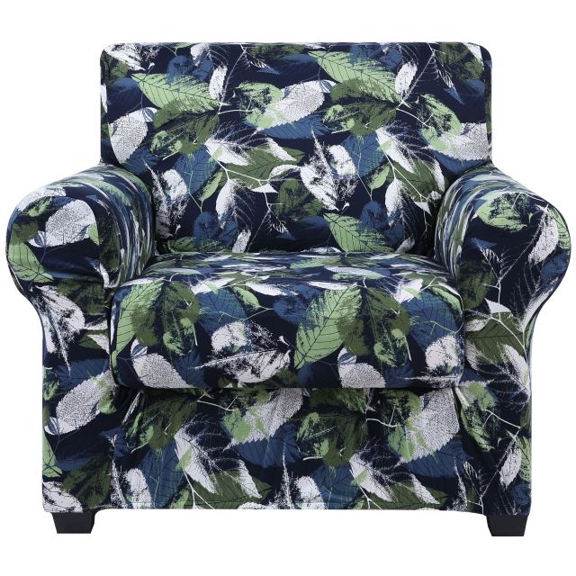 Slipcover-Floral Pattern Printed Sofa Slipcovers-Gray Green