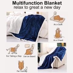 Blanket-Microfiber Lightweight Plush Reversible Throw Blanket-Navy