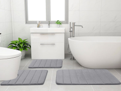 Rugs&Mats-Memory Foam 3 Pieces Bathroom Rug-Dark Grey