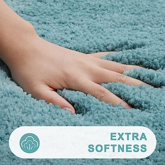 Rugs&Mats-Microfiber Bathroom Contour Rug-Spa Blue
