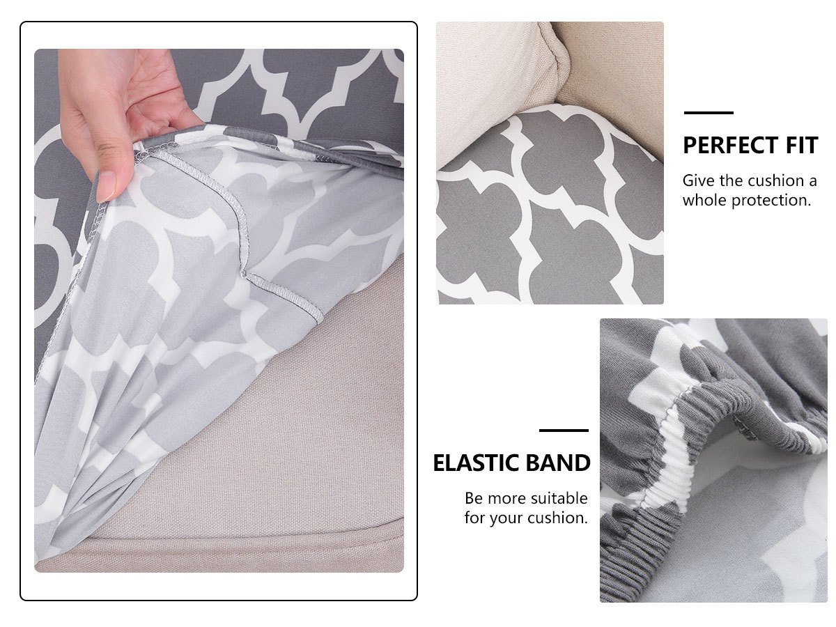 Printed Sofa Couch Cushion Covers- Light Grey Moroccan