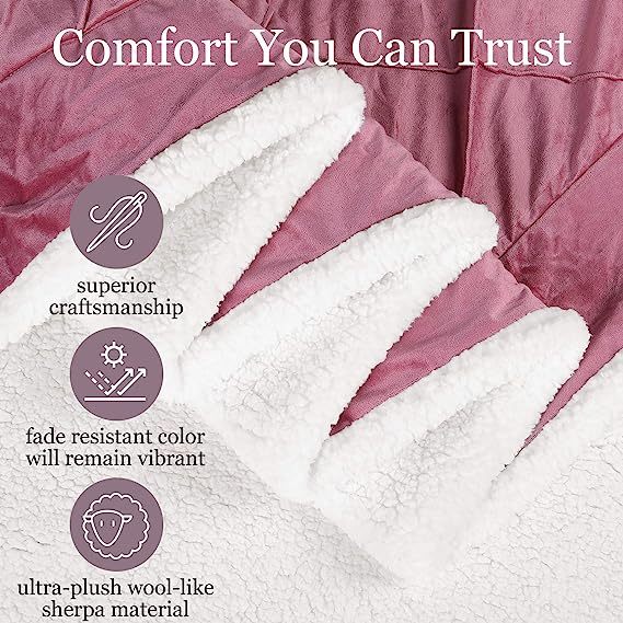 Blanket-Microfiber Lightweight Plush Reversible Throw Blanket-Pink