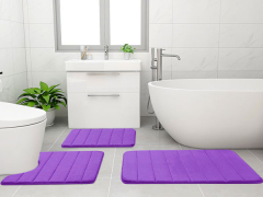 Rugs&Mats-Memory Foam 3 Pieces Bathroom Rug-Purple