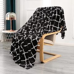 Blanket-Microfiber Lightweight Plush Reversible Throw Blanket-Black and White