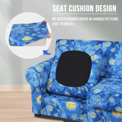 Slipcover-Floral Pattern Printed Sofa Slipcovers-Sky Blue