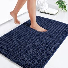 Rugs&Mats-Luxury Chenille Bathroom Rug-Navy blue