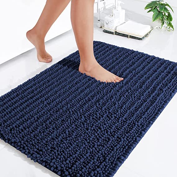 Rugs&Mats-Luxury Chenille Bathroom Rug-Navy blue