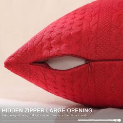 Raised Twisted Rope Pattern Pillow Covers-Red