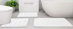 Rugs&Mats-Memory Foam 3 Pieces Bathroom Rug-White