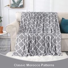 Blanket-Microfiber Lightweight Plush Reversible Throw Blanket-Grey and White