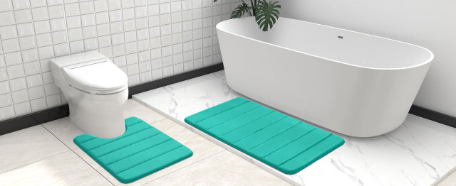 Rugs&Mats-Memory Foam 3 Pieces Bathroom Rug-Peacock Green