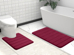 Rugs&Mats-Memory Foam 3 Pieces Bathroom Rug-Wine Red