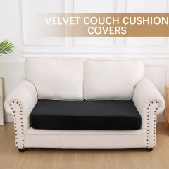 Velvet Stretch Couch Cushion Covers-Black