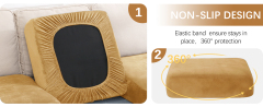 Velvet Stretch Couch Cushion Covers-Camel
