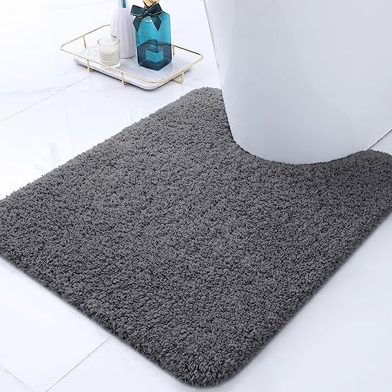 Rugs&Mats-Microfiber Bathroom Contour Rug-Grey