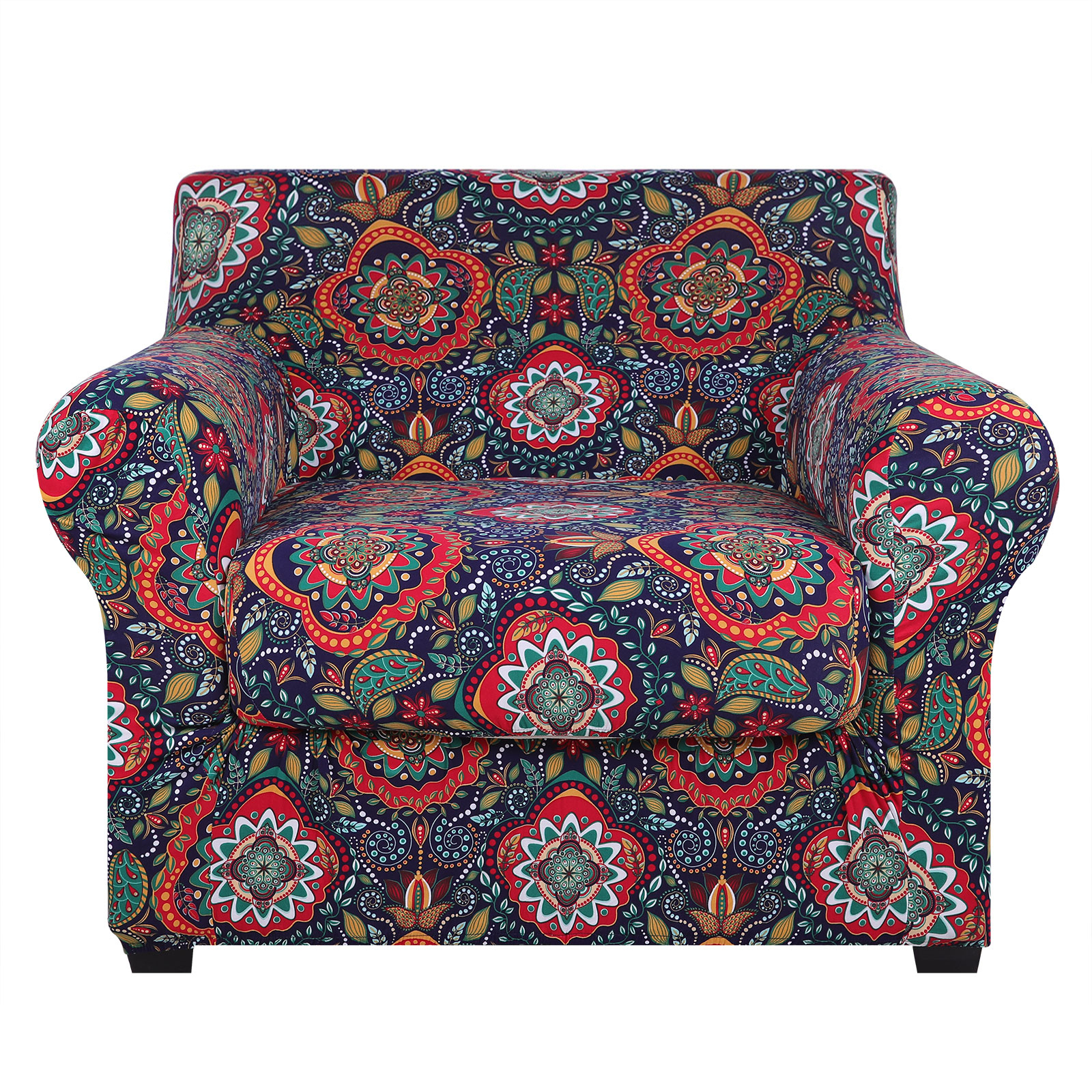 Slipcover-Floral Pattern Printed Sofa Slipcovers-Red&blue