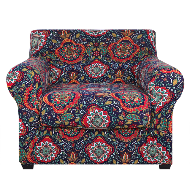 Slipcover-Floral Pattern Printed Sofa Slipcovers-Red&blue