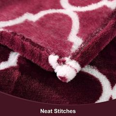 Blanket-Microfiber Lightweight Plush Reversible Throw Blanket-Burgundy and White