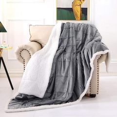 Blanket-Microfiber Lightweight Plush Reversible Throw Blanket-Grey