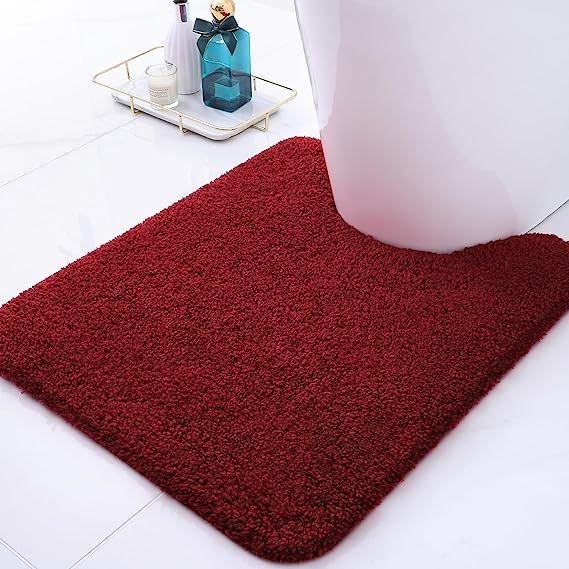 Rugs&Mats-Microfiber Bathroom Contour Rug-Burgundy