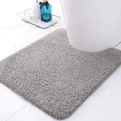 Rugs&Mats-Microfiber Bathroom Contour Rug-Light Grey