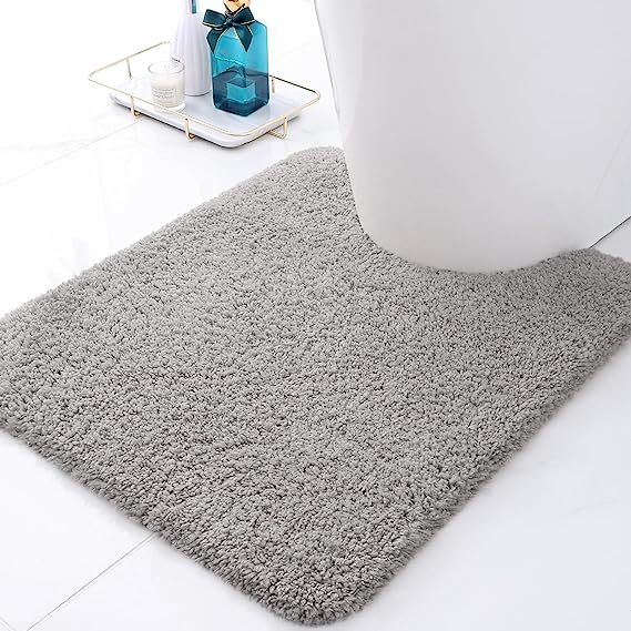 Rugs&Mats-Microfiber Bathroom Contour Rug-Light Grey