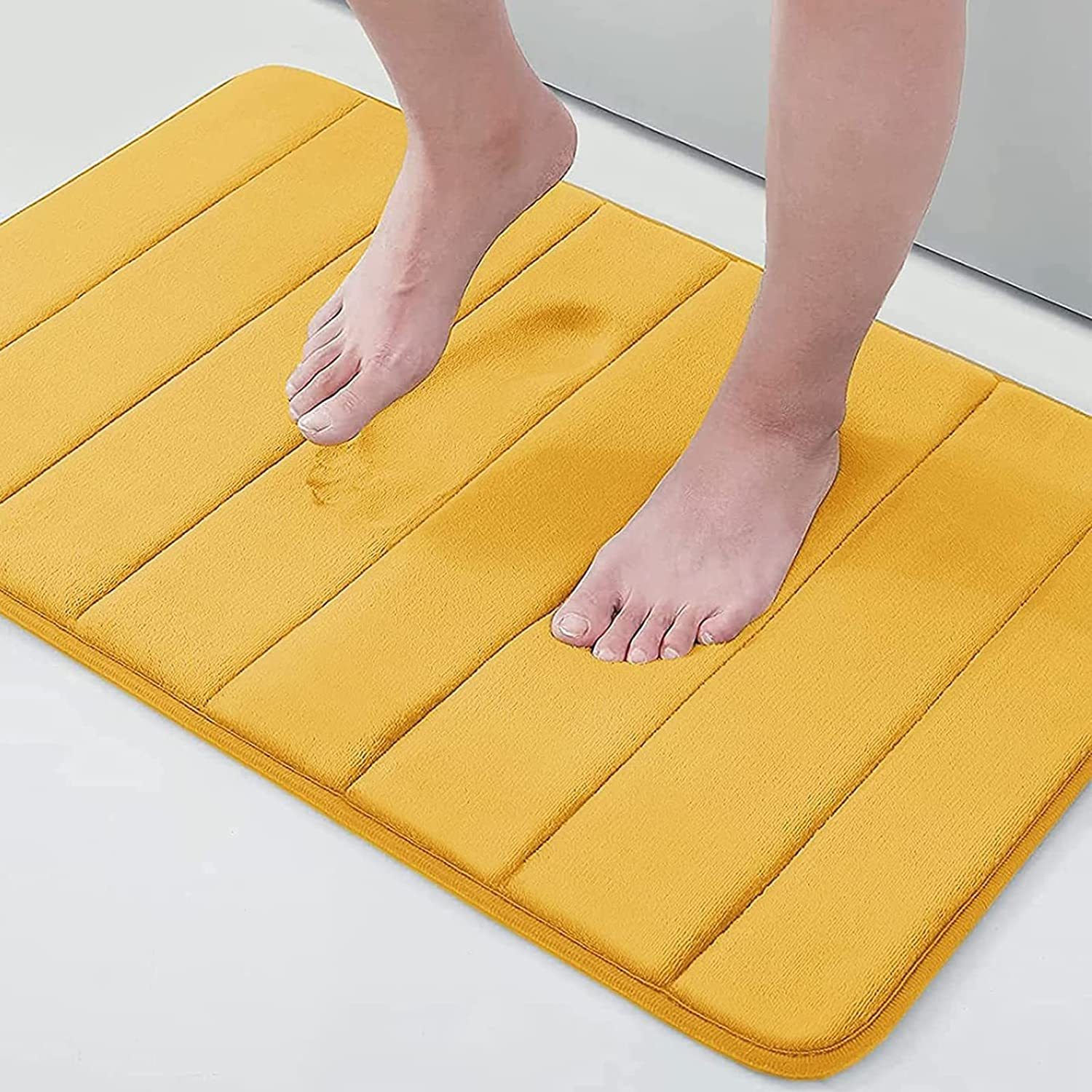Rugs&Mats-Memory Foam 3 Pieces Bathroom Rug-Yellow