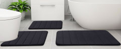 Rugs&Mats-Memory Foam 3 Pieces Bathroom Rug-Black