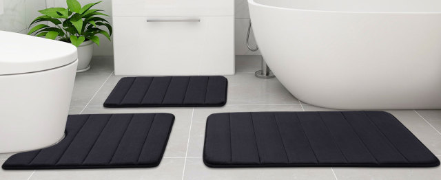Rugs&Mats-Memory Foam 3 Pieces Bathroom Rug-Black