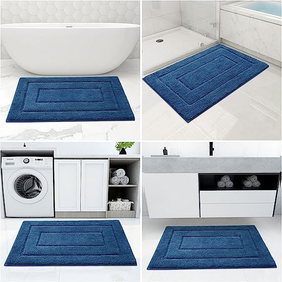 Rugs&Mats-Soft and Absorbent Microfiber Bath Rugs-Navy blue