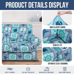 Slipcover-Floral Pattern Printed Sofa Slipcovers-Light Blue