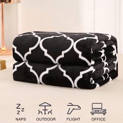 Blanket-Microfiber Lightweight Plush Reversible Throw Blanket-Black and White