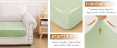 Velvet Stretch Couch Cushion Covers-Pea Green