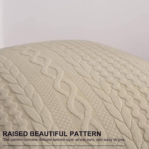 Raised Twisted Rope Pattern Pillow Covers-Light Tan